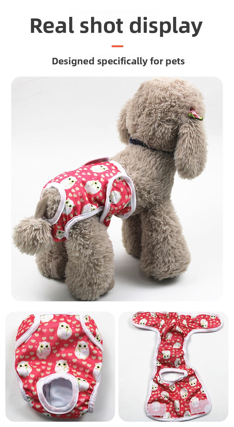 Cartoon Print Dog Menstrual Pants for Female Pets