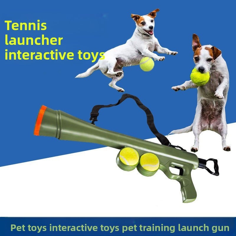 Pet Dog Tennis Launcher Toss Ball Thrower Training Supplies Educational Pet Training Interactive Toy Gun