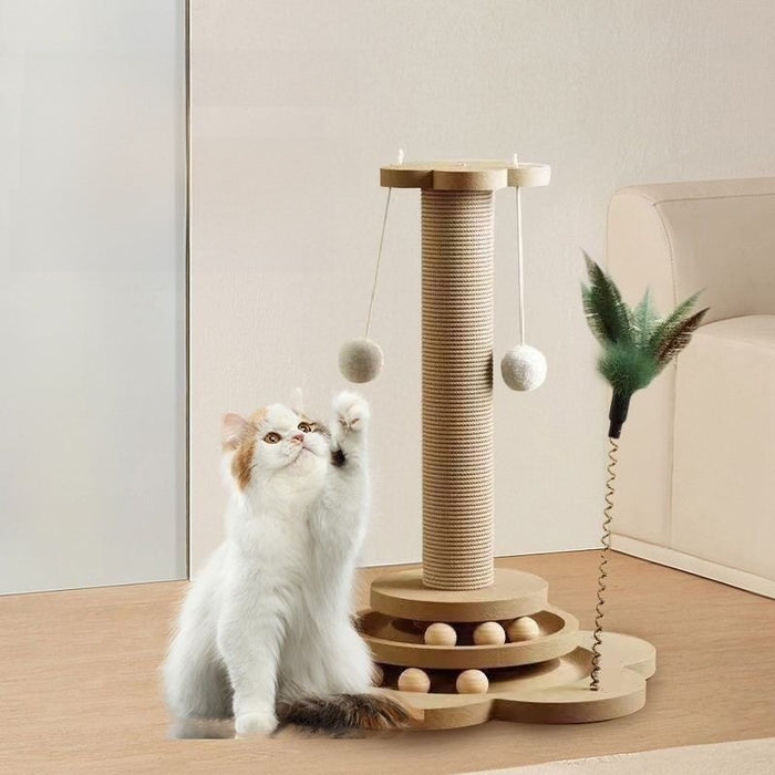 Rascador para gatos con juguetes
