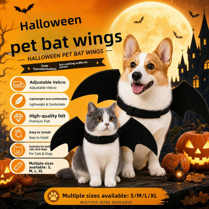 Disfraz de alas de murciélago de fieltro para mascotas (perros pequeños y gatos) para Halloween