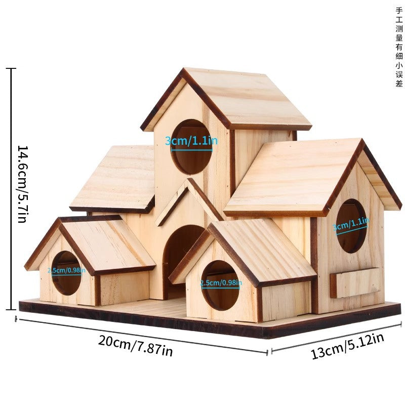 Wooden Bird Nest Cage House
