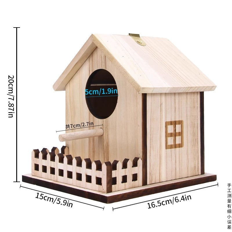Wooden Bird Nest Cage House